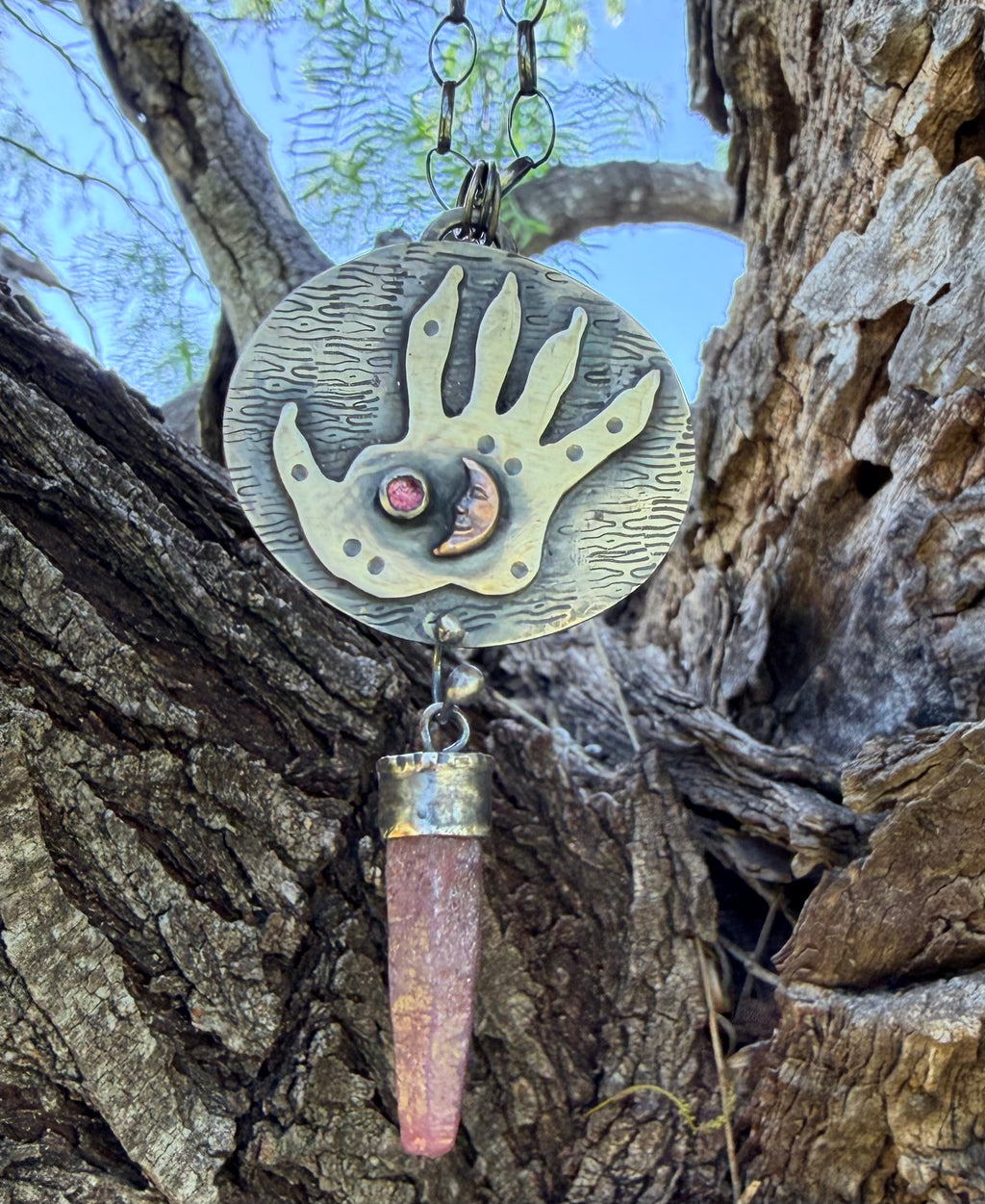 The Night is my Time Opossum Paw Raw Ruby Necklace