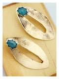 Rose-Cut Amazonite Sterling Silver with Gold Leaf Pattern Ear Jacket Earrings
